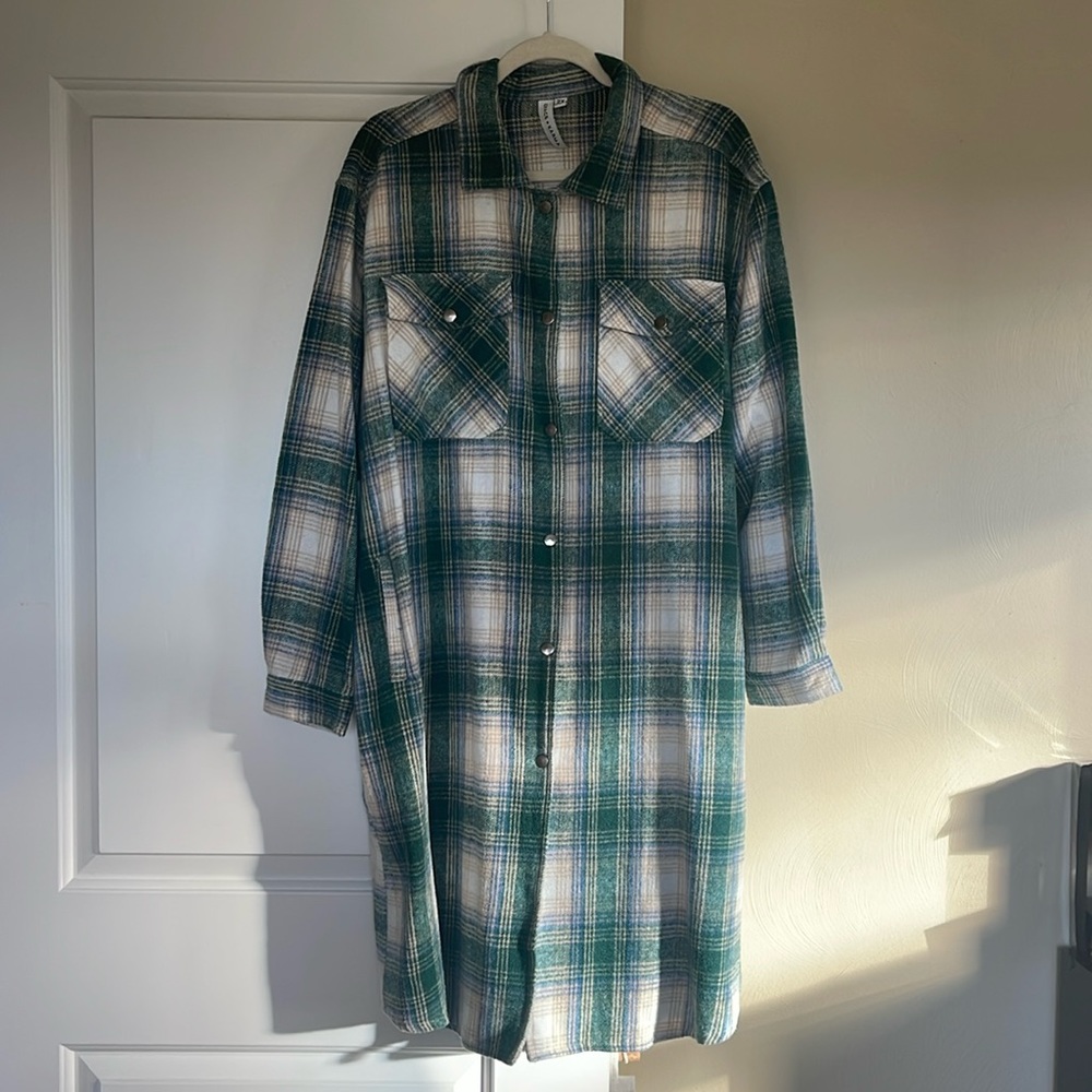 Long Plaid Shacket